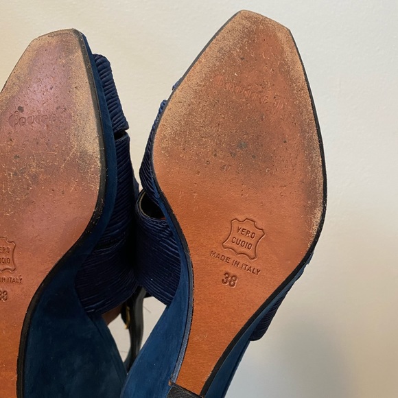 Vintage 1970s Ink Blue Suede Wedge Platforms - Picture 6 of 7